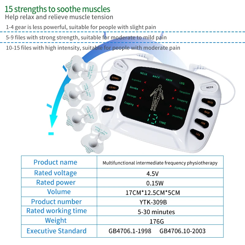 Tens Acupuncture Electronic Pulse Massager EMS Muscle Stimulator Meridian Physiotherapy Apparatus Massager Full Body Relax