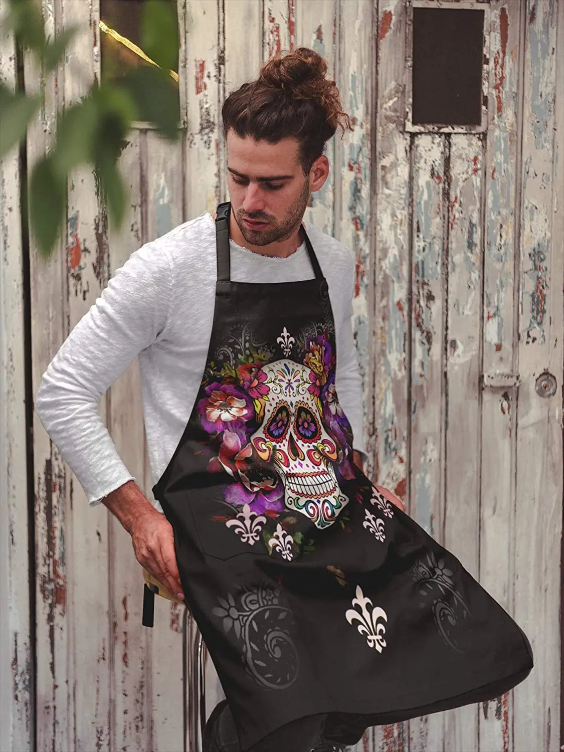 Sweet Mexico Halloween Sugar Skull Cooking Apron 3D Print Chef Aprons for Home Kitchen Black Kitchen Aprons One Size