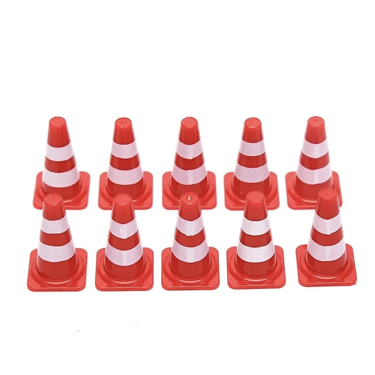 10Pcs Cute Mini Plastic Traffic Roadblocks, Training Cones & Tiny Traffic Signs For Dollhouse Micro Scene Decor Craft Supplies
