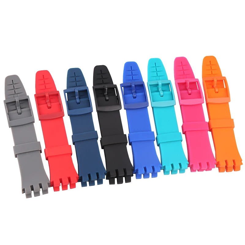 Men's 20mm silicone watch strap pin buckle for Swatch SUSB400 101 SUSW402 SUSN401 sports rubber watch band wristbands chain