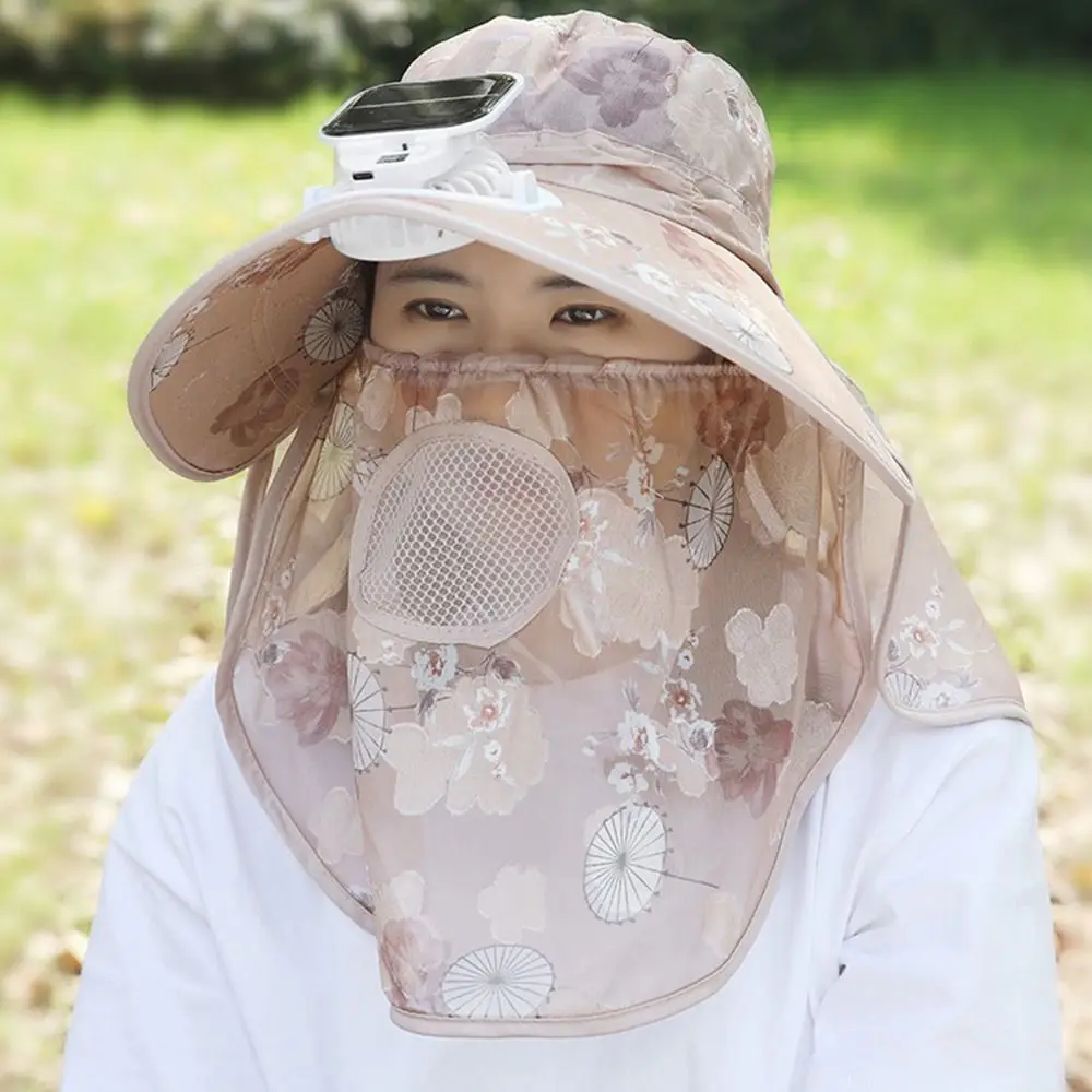 

Digital Display Screen Solar Fan Visor Hat Breathable Mesh Neck Protection Women's Picking Tea Hat 3 Modes Adjustable