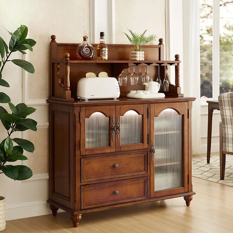 

Solid wood dining side cabinet Living room tea cabinet Storage storage cabinet Against the wall Restaurant retro bar