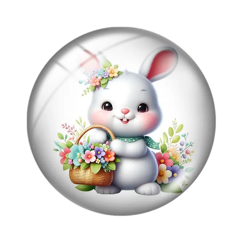 

Flower Easter Egg Rabbit 12/18/20/25mm glass cabochon bracelet pendant rings for jewelry demo earrings back Making findings