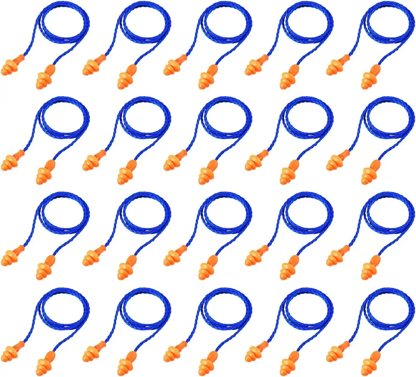 

20 Pairs Reusable Silicone Earplugs with Cord, Noise Cancelling for Sleeping, Work, Travel
