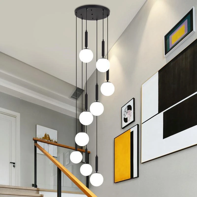 

Modern Glass Ball Chandeliers LED Home Decor Light Fixtures living Room Indoor Hotel Lobby Stairs Brass Hanging Lamp Lustres E27