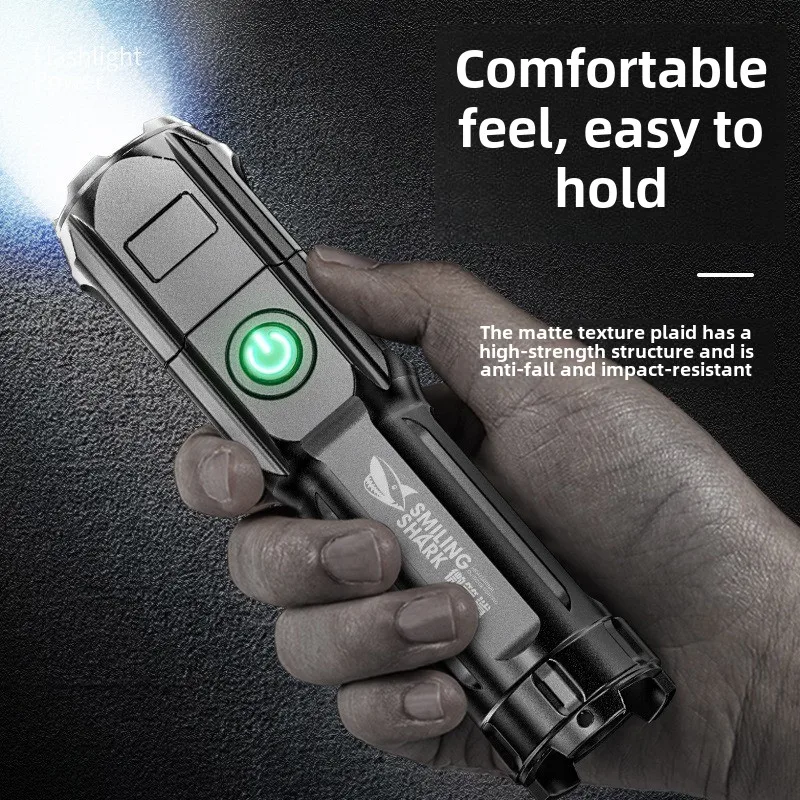 4 Lighting Mode Strong LED Flashlights Telescopic Zoom Tactical Torch USB 18650 Portable Spotlight Long-Range Camping Flashlight