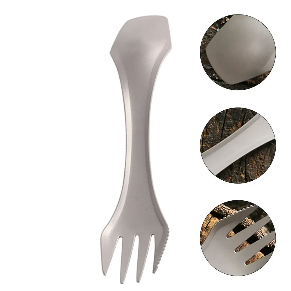 

Multifunctional 3-in-1 Titanium Camping Spork Spoon Fork Outdoor Tableware Reusable Portable Cutlery Set for Hiking Traveling