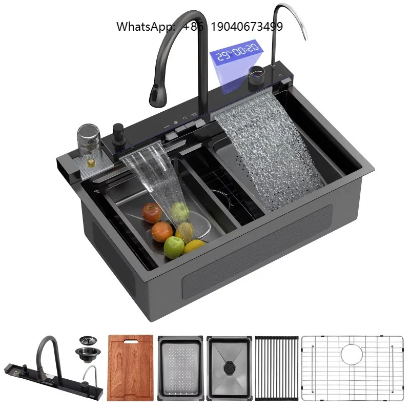 Modern Kitchen Sink Stainless Steel Double Ultrasound Smart Dishwasher   h003