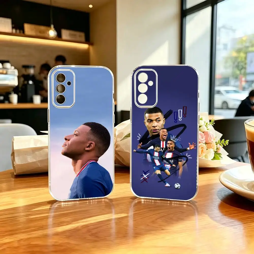 M-Mbappe Football Speed King Stand Phone Case Transparent TPU For Samsung A71, A70, A52, A51, A40, A30, A20