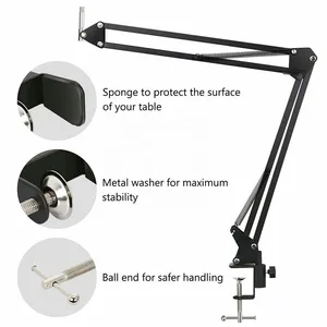 Flexible table microphone suspended support, adjustable boom, scissors arm, podcast support, streaming, youtube 8 Main Pedestal Sales Microphone - №8