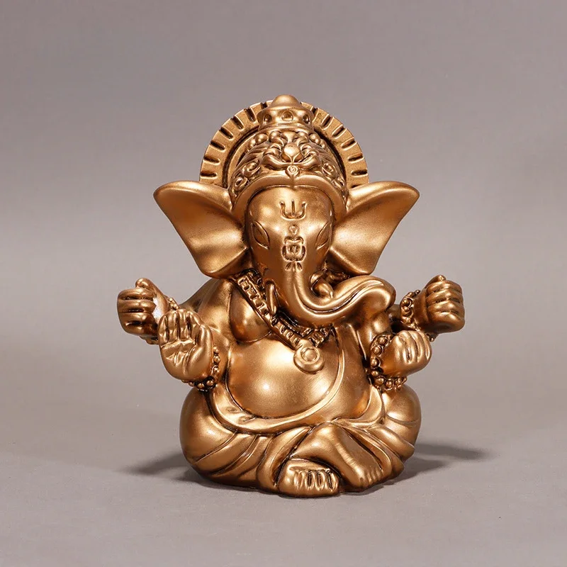 Lord Ganesha Buddha Statue Indian Elephant God Sculptures Gold Ganesh Figurines Ornaments Home Garden Buddha Decoration Statues