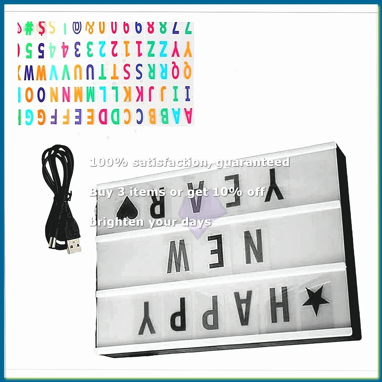 ●Cinema Light Box Personalized Neon Signs, Warm White LEDs Lightbox with Letters, Numbers, Symbols-A57M
