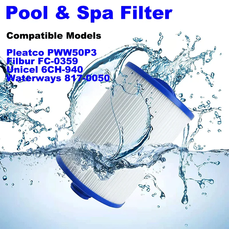 

Replacement Filter for Pool and Spa Cleaning Systems Spa Filter Unicel 6CH-940, PWW50P3, Filbur FC-0359, 817-0050, 25252