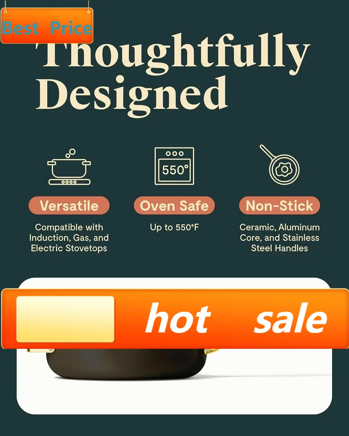 

BestsellerNonstick Ceramic Sauté Pan with Lid (4.5 qt, 11.8") - Non Toxic, PTFE & PFOA Free - Oven Safe & Compatible with All