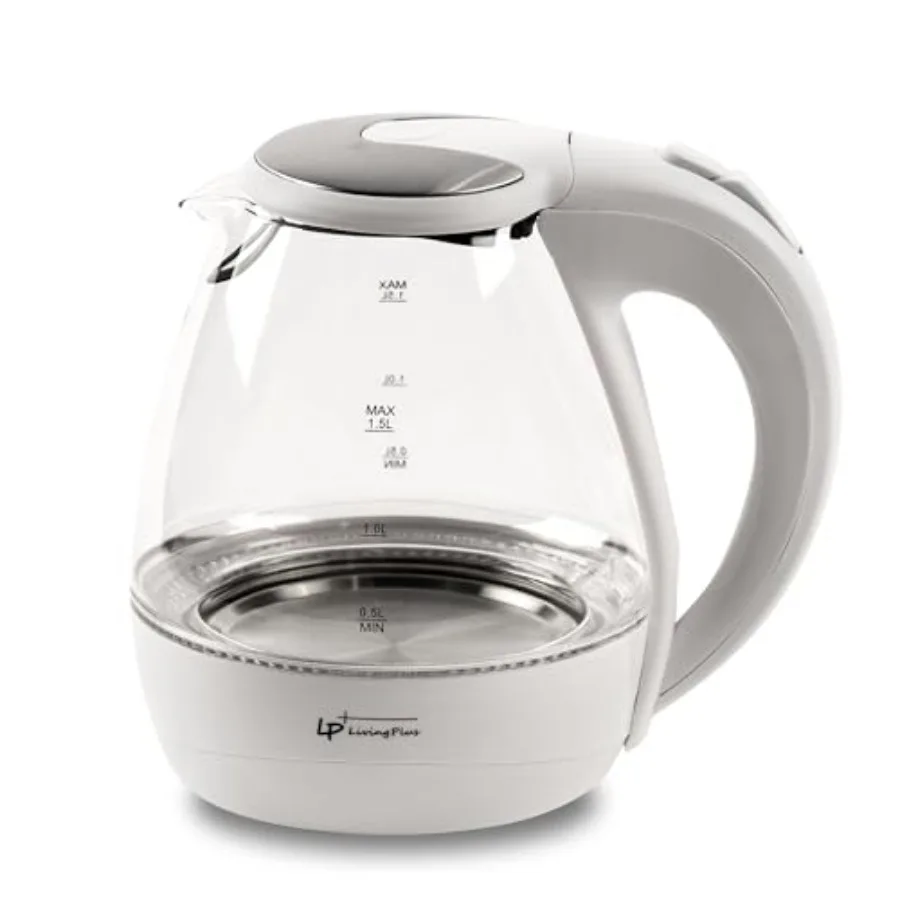 

Электрический чайник Living Plus 1,5 л из стекла - быстрое кипячение, без BPA, светодиодный индикатор, автоматическое отключение