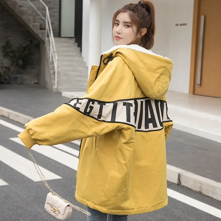 2022 Winter Bomber Jacket Women's Parkas Hooded Down Cotton Padded Coats Hip Hop Cotton Jackets Casual Thick Parka Warm Outwear