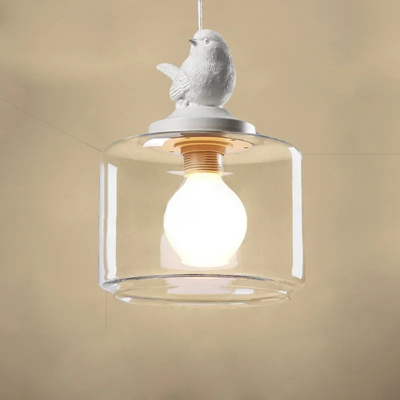 Modern white pendant light Glass Lanterns Droplight Nordic bird light fixtures Personality living room coffee restaurant light