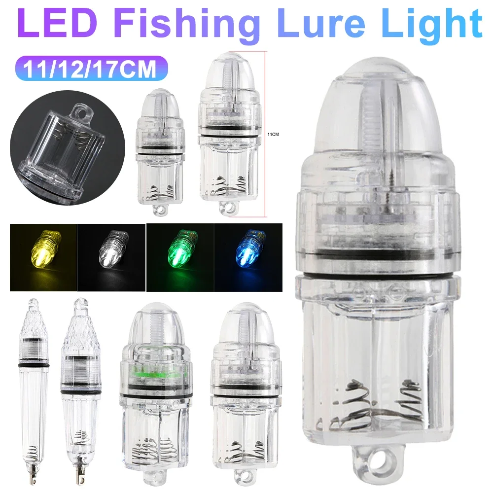 LED Deep Drop Underwater Fishing Flashing Light Transparent Light Coating Light with Micro Barb Artificial Fishing Accessories