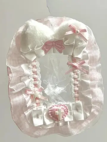 Sweet DIY Plush Card Holder with Ribbon Anime Lace Photocard Case Lolita Idol Display Photo Protector Case Card