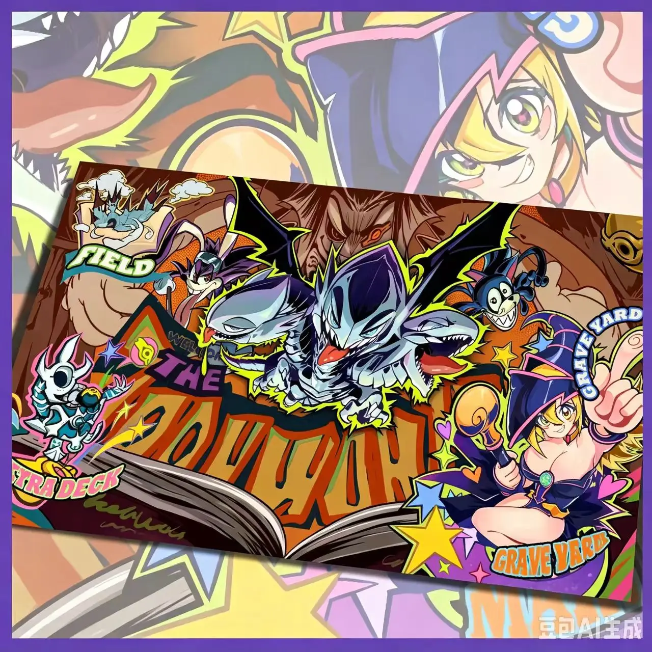 Yugioh Toon World Dark Magician Girl & Blue-Eyes White Dragon Play Mat Yu-Gi-Oh! Trading Card Games Mat Duel Plate Rubber Mat