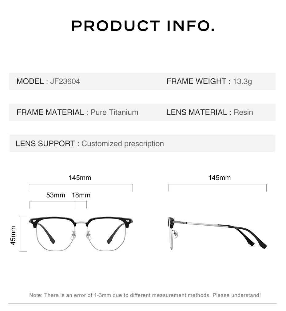 CAPONI 2025 Neue Brille Herrenrahmen Reines Titan Vintage Brillen UV400 Schutz Klassische Markendesignerbrille J23604 – Detail 7