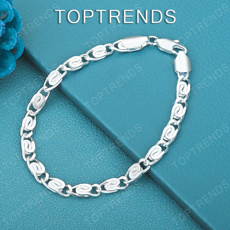

New High-Quality 925 Sterling Silver Geometric Chain Bracelet Fashion Jewelry For Men Women Birthday Christmas Party Jewelry