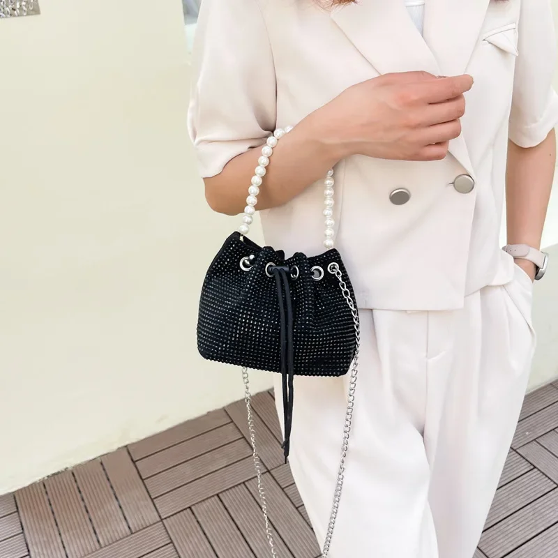 

Chain Bag Women's Bag Summer New Mini Crossbody Bag Western Style Handheld Pearl Girl Small Handbag