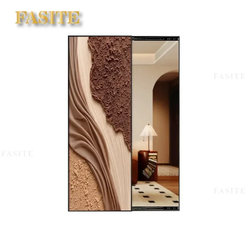 For Medieval Style Invisible Sliding Mirror Painting Full Length Wall Mounted Hidden Mirror Decorative Art for Porch Living