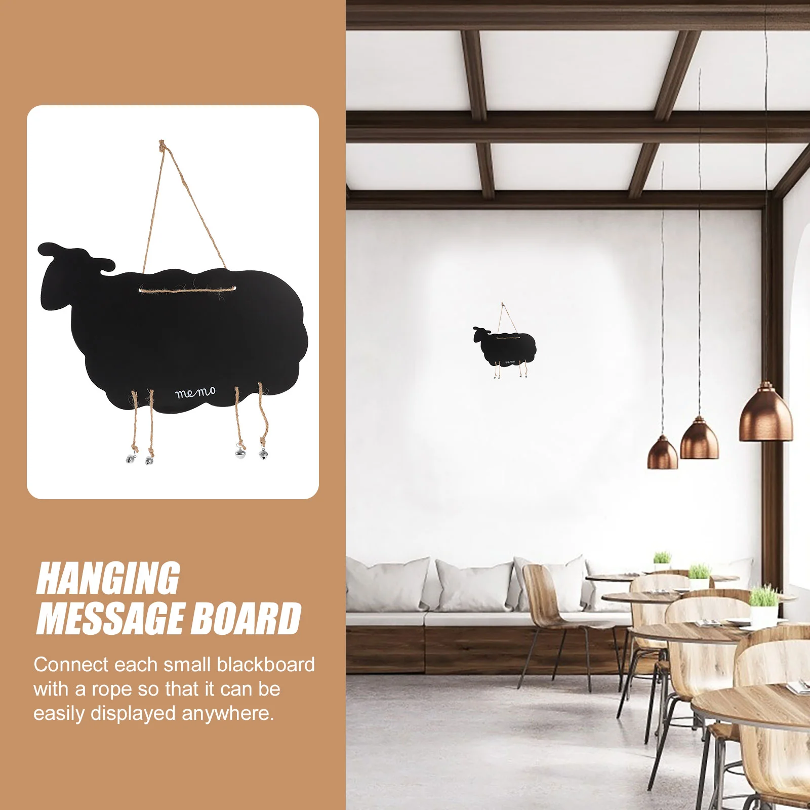 Hanging Message Board Wall Decoration Wooden Blank Blackboard Creative Goat Shape
