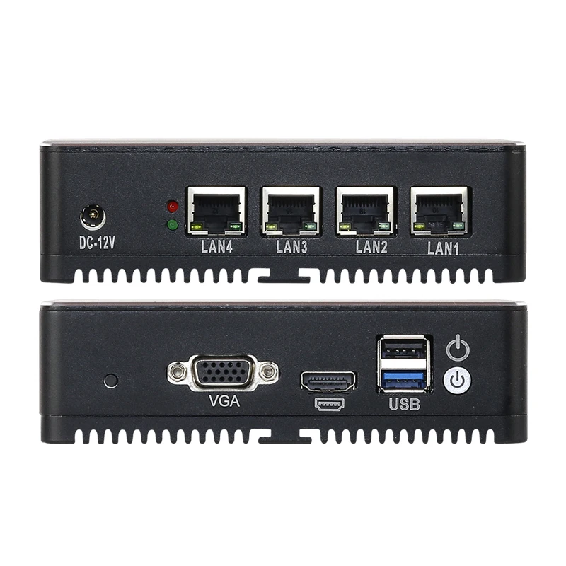 Helorpc 4LAN Mini PC industriale con supporto Inter Celeron N2830 Windows10/11 LINUX 2xusb VGA HDMI Computer Desktop