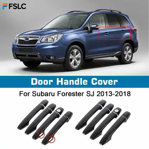 Cubierta de manija de puerta para Subaru Forester SJ 2013 2014 2015 2016 2017 2018, almohadilla negra brillante, pegatina superpuesta, accesorios de estilo