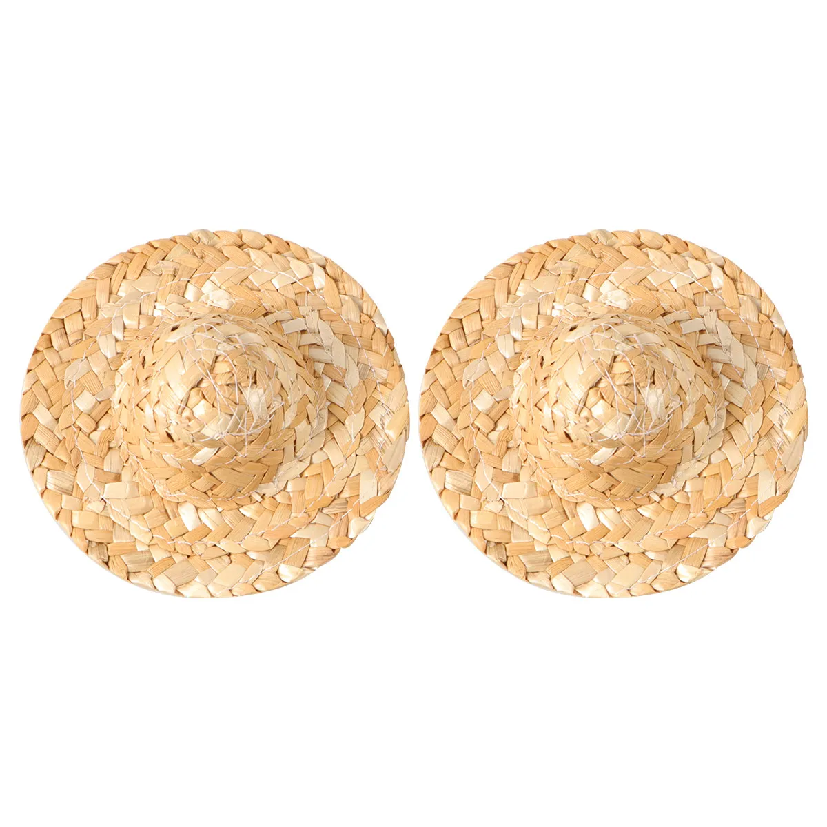 

10Pcs 12.1cm Handcrafted Mini Sombrero Straw Hat for Bear Puppets DIY Craft Projects Miniature Woven Straw Hats for Crafts
