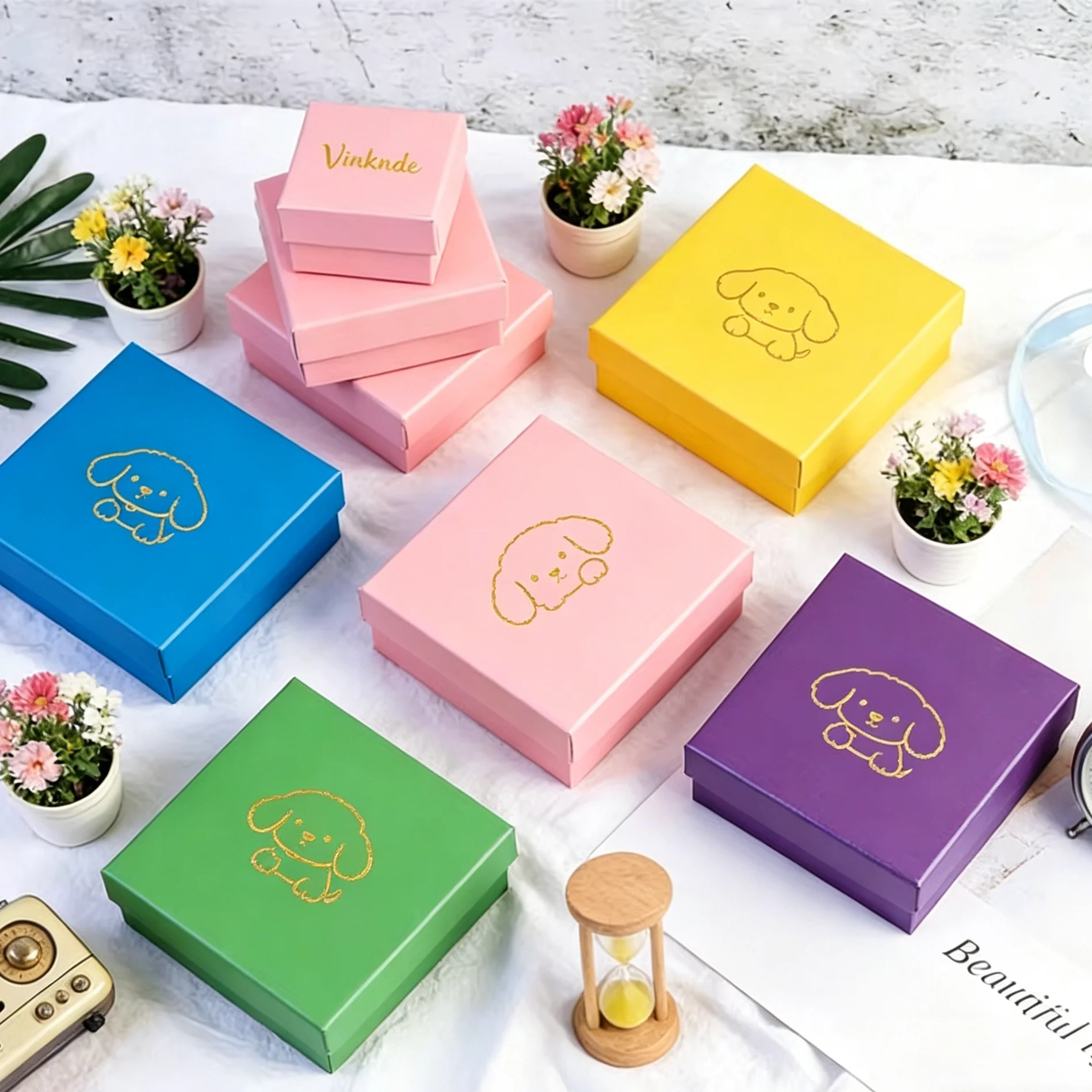 

24Pcs Luxury Custom Logo Earring Necklace Boxes Wedding Ring Packaging Case Bracelet Jewelry Gift Box 7x7x3cm Paper Organizer