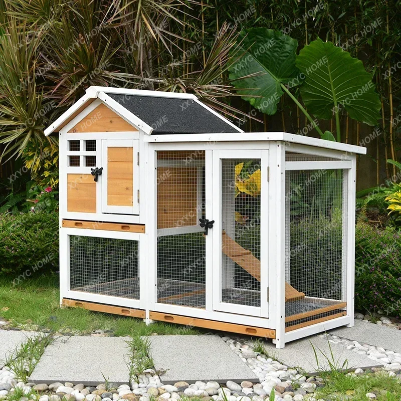 XX Rabbit Cage Anti-spray Urine Luxury Double-layer Drawer Rabbit Nest Solid Wood Pigeon Cage Villa King Size Room Outdoor