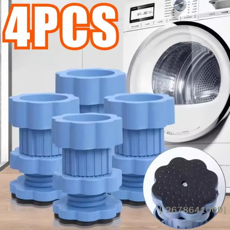 ⚑ 4 Stück Multifunktionale Waschmaschinen-Dämpfungspads Verstellbare Rutschfeste Anti-Vibrations-Matte Universelle Möbelfüße