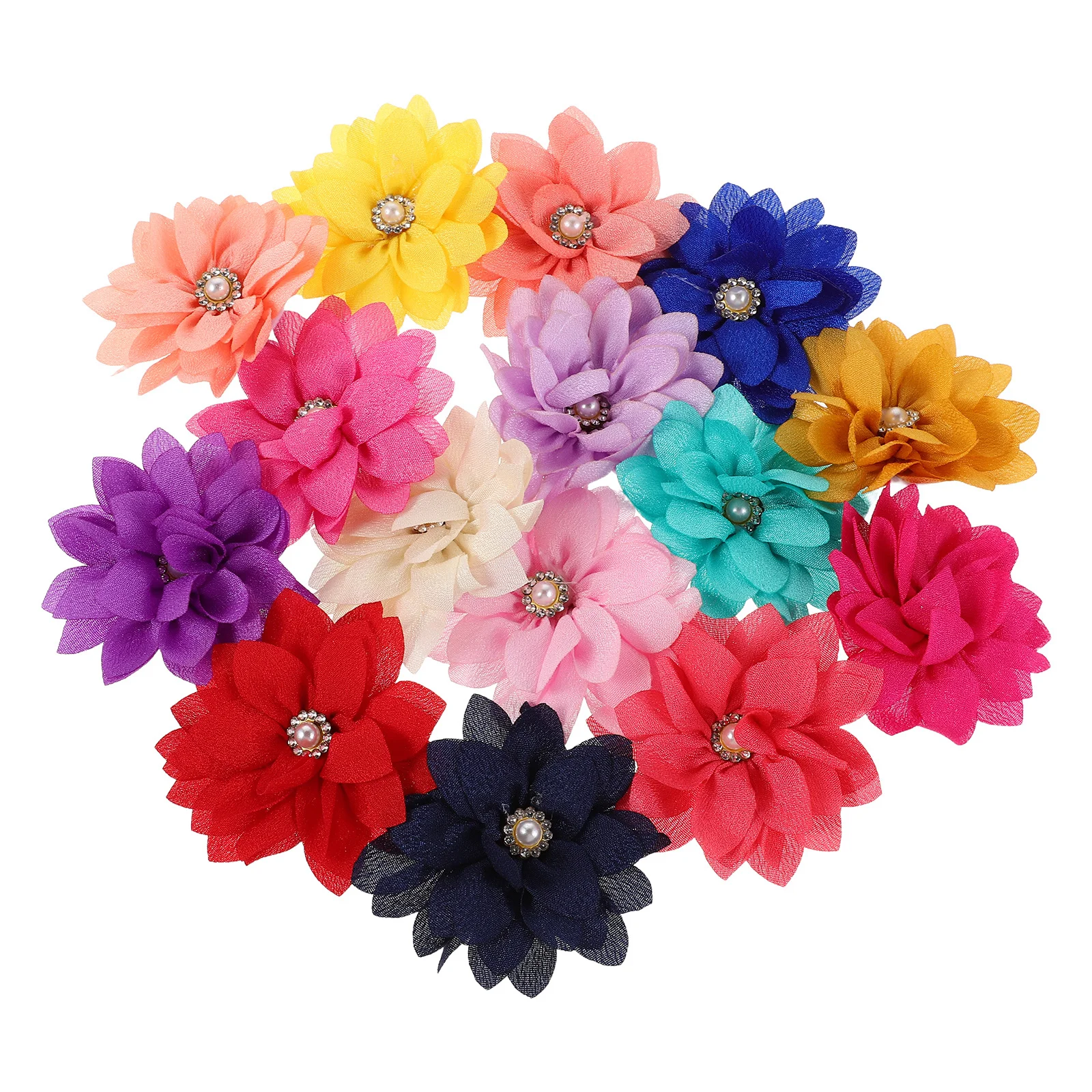 

15Pcs Cloth Dog Collar Flowers Stylish Chiffon Pet Collar Accessories with Fake Pearls Comfortable Fit for Cats Small Breeds