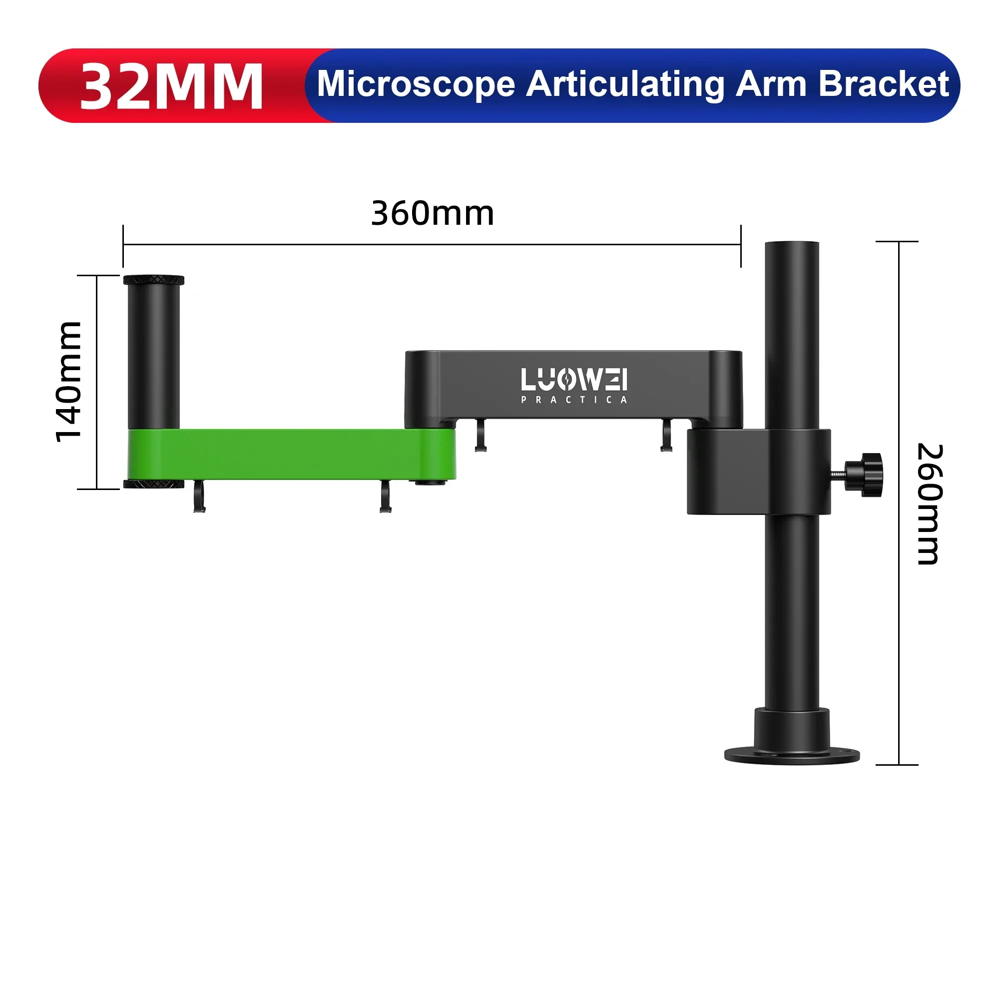 Luowei-Microscope trinoculaire à bras articulé, support universel rotatif, caméra, réparation de téléphone, rapide