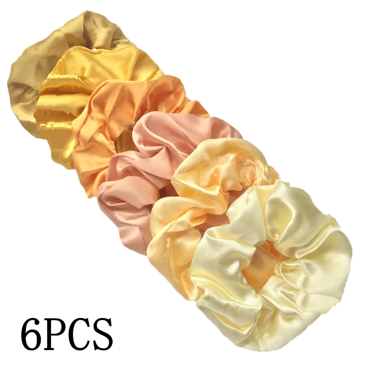 6 stks/partij Haar Scrunchies Bands Scrunchy Ties Touwen Paardenstaart Houder voor Vrouwen of Meisjes Accessoires Satijnen Hoofddeksels Effen 100 Kleur