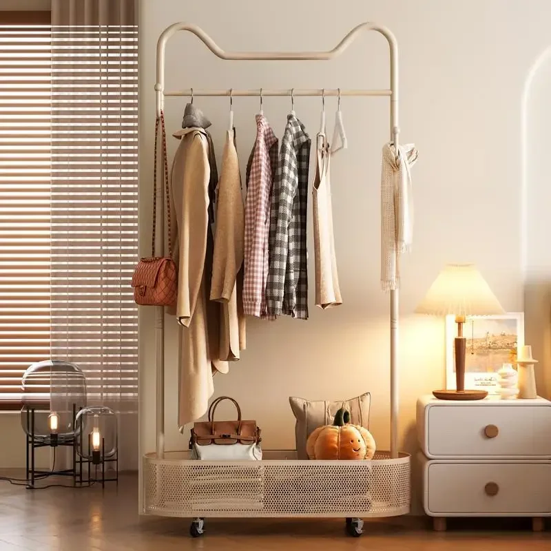 Put clothes Cream wind hanger Floor to ceiling Bedroom dirty basket Hanging hanger Household room Coat rack Storage