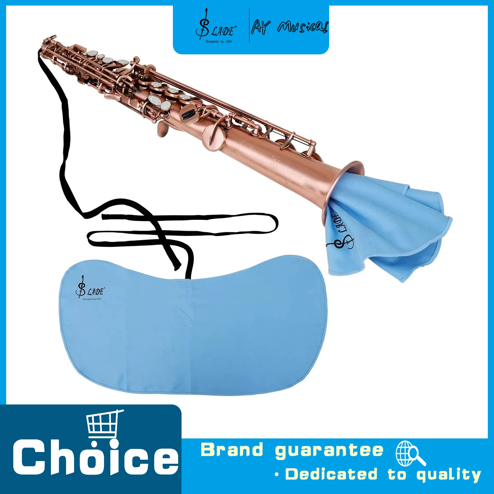 Saxophone Cleaning Swab Butterfly Shaped Tube Cleaning Cloth Blue Cotton Material Tube Music Universal Accessories