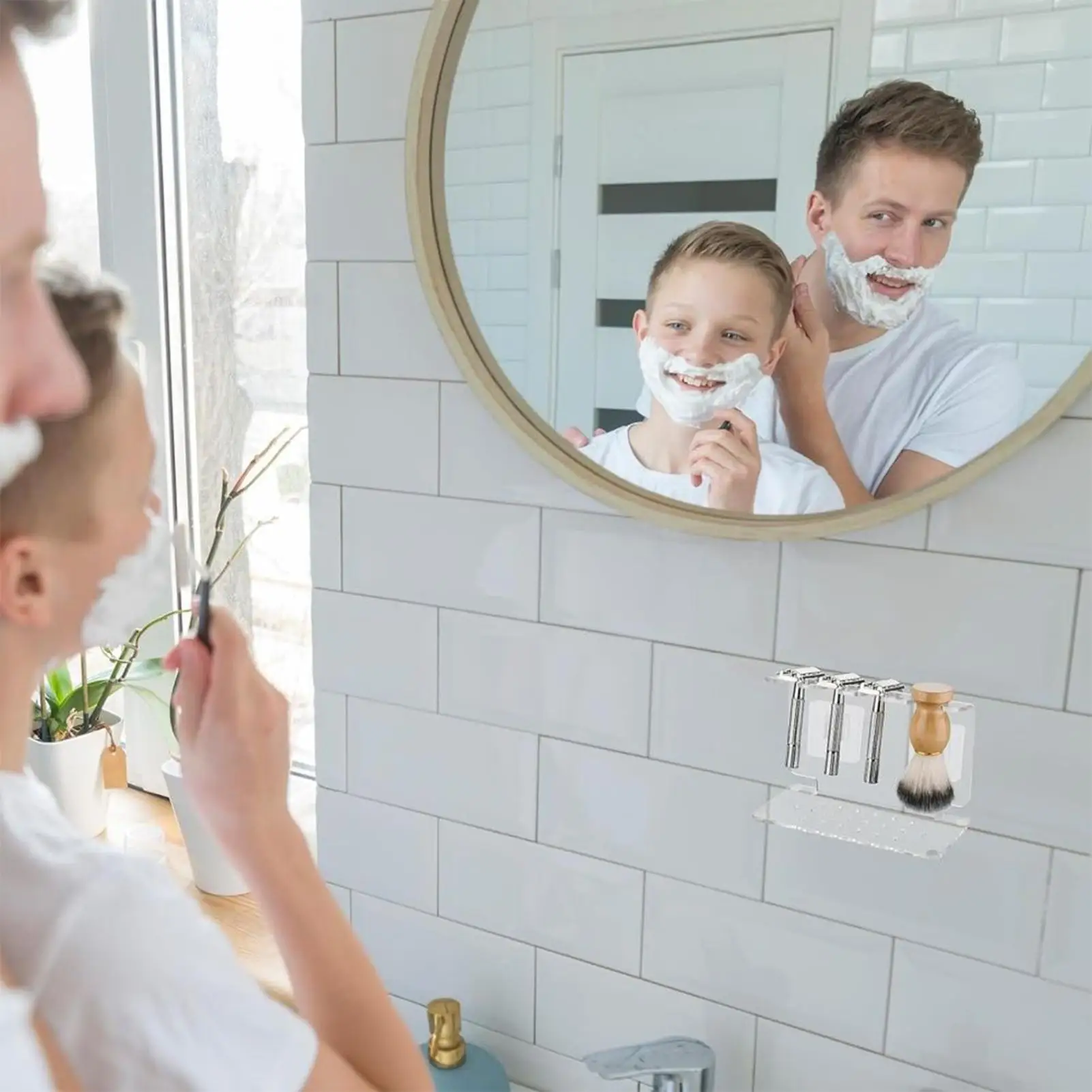 Razor Stand Shaving Razor Holder For Men Space Saving Acrylic Shaver Support Display Organizer For Father Husband Family Him