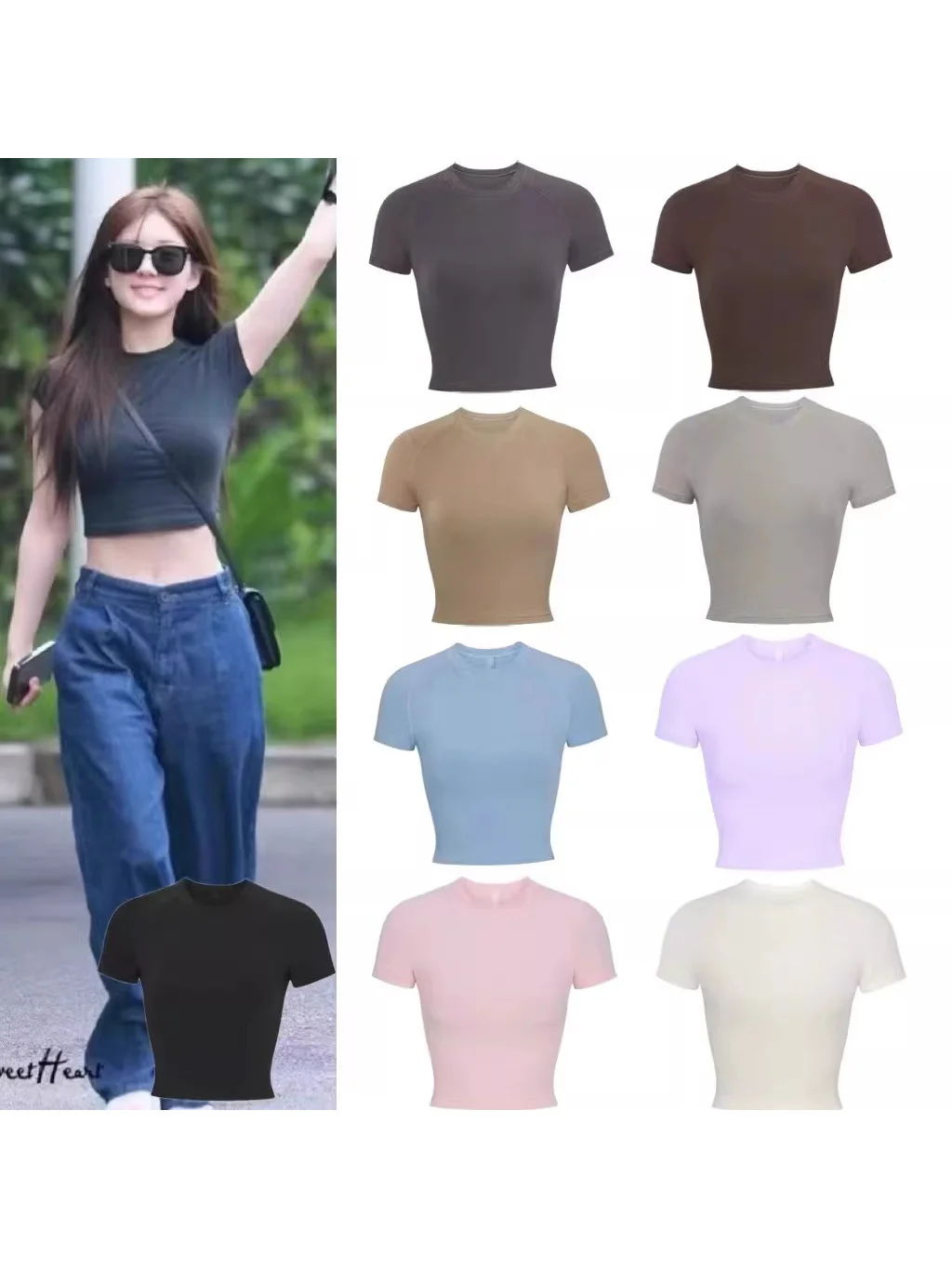 

Женская хлопковая футболка Kardaian Zhao Basic Slim Fit с коротким рукавом, укороченный топ с открытым животом, модный повседневный стиль