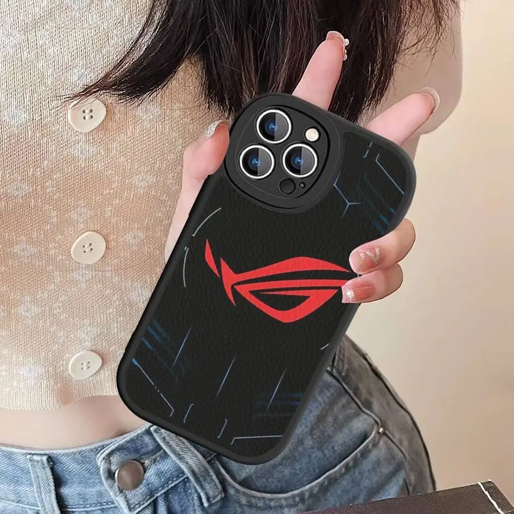 Funda de Cuero con Logotipo A-AsuS-S R-ROG para iPhone 16 15 14 13 12 11 Pro Max Plus