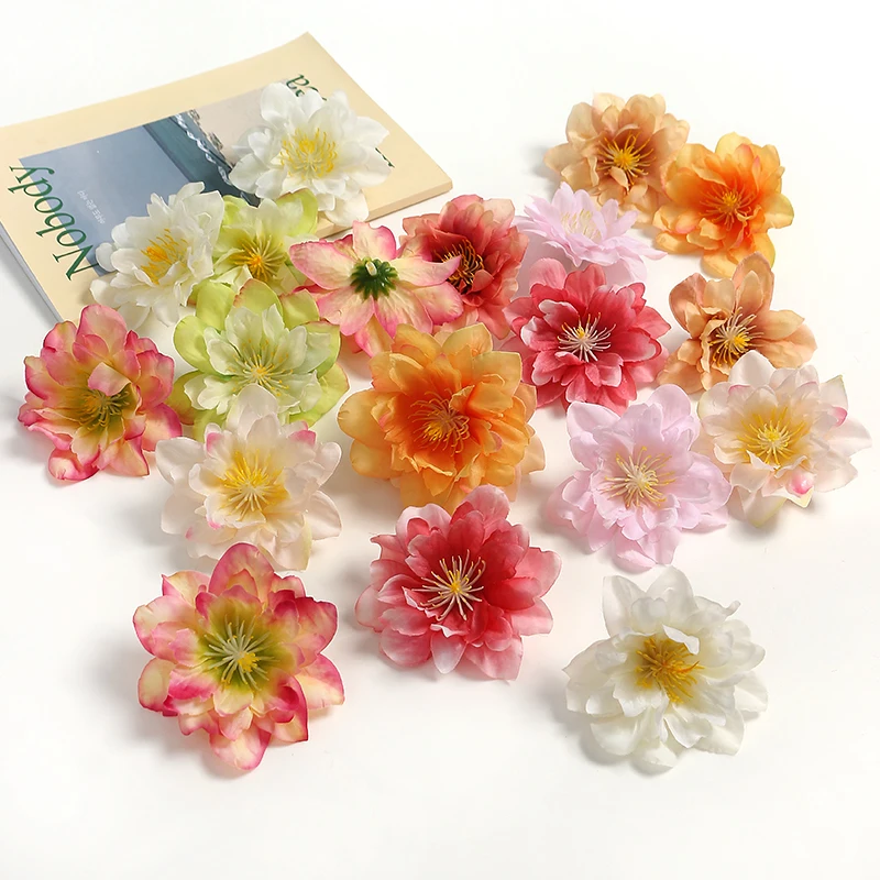 Têtes de fleurs artificielles pour décoration de mariage, décoration de fête, bricolage, couronne, accessoires cadeaux, 7cm, 10/20 pièces