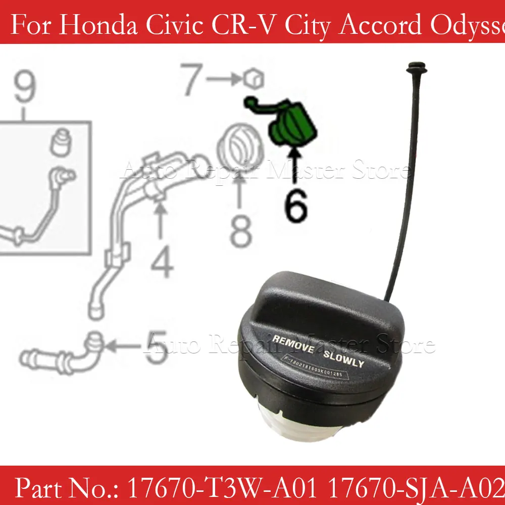 Fuel Tank Inner Cap Fuel Filler Cap For Honda Civic Crv Accord Odyssey Pilot Fit 2007-2011 17670-T3W-A01 Car Accessories 17670-T