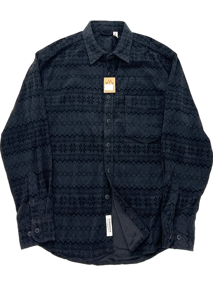 

Warm Casual Men's Long Sleeve Shirt Ethnic Style American Retro Print Loose Fit Comfortable Regular Length Button up Top