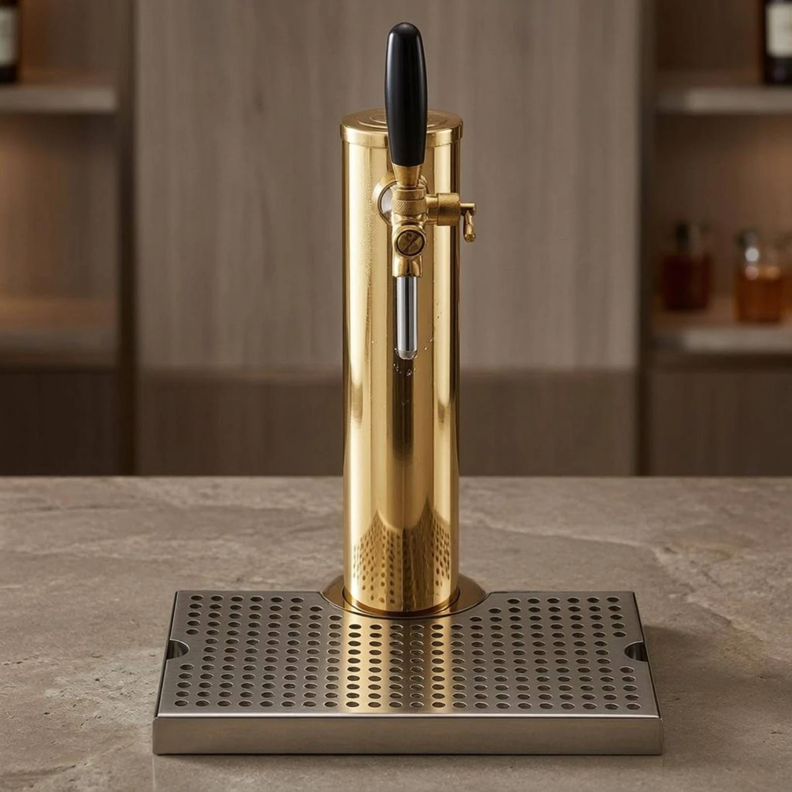 Stainless Steel Beer Tap Dispenser Polished Keg Beer Dispenser Drink Equipment Silver-Toned Reflective
