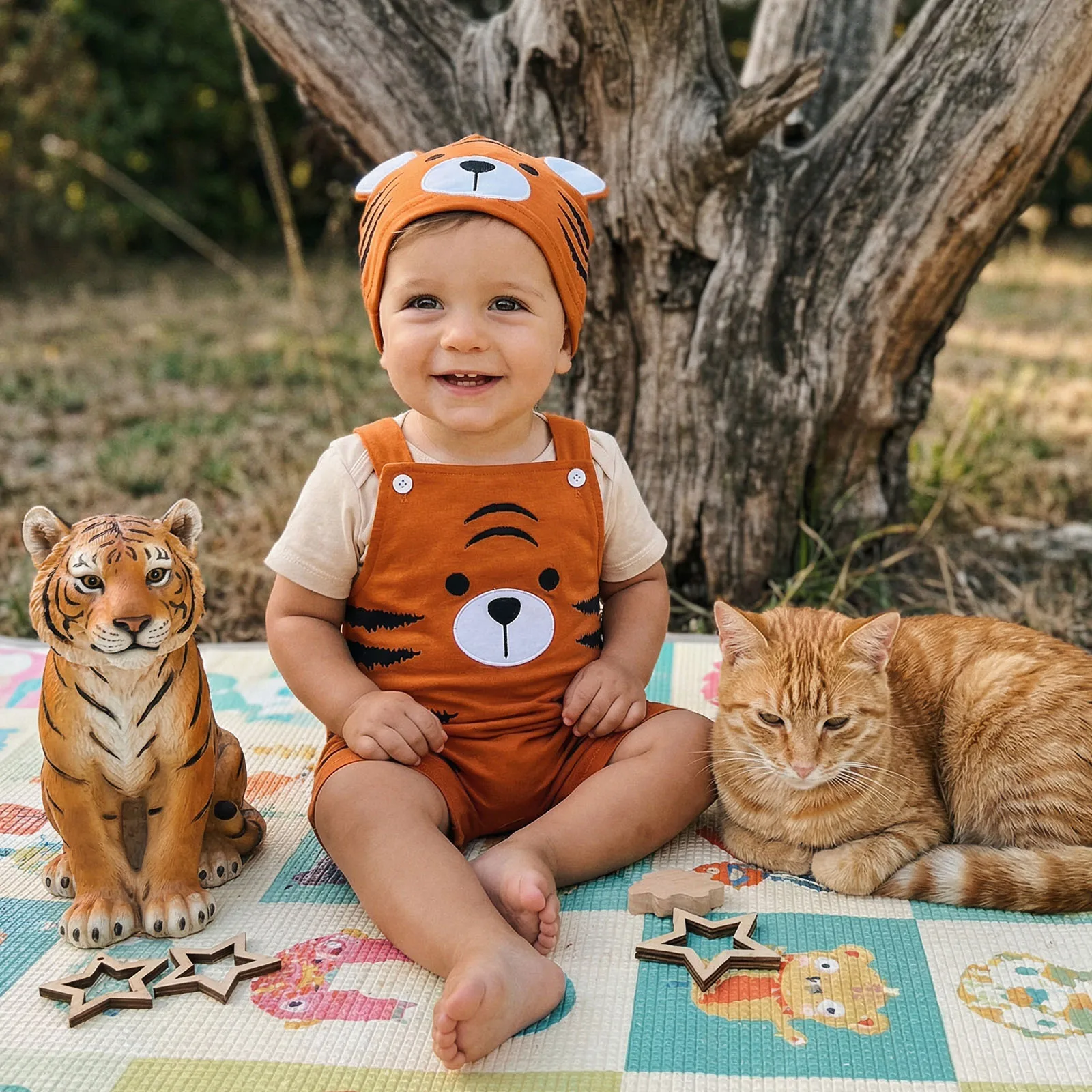 conjunto-infantil-de-verao-para-bebes-meninos-e-meninas-com-estampa-de-tigre-sem-mangas-gola-quadrada-macacao-e-chapeu