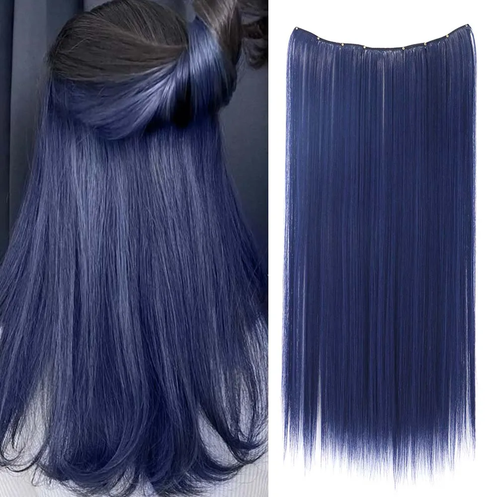 1pc Colorful Straight Clip-in Hair Extension For women Long Synthetic Hairpiece Heat-resistant Easy to wear-Daily/Festival