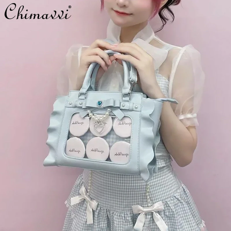 Borse a tracolla giapponesi Anjrouge Mine 2024 New Sweet Cute Bow Pearl Pendant Lace Mini Bags Girls Lolita Kawaii Hand Bags